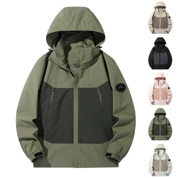 Bixock Plus Size Casual Top for Men,Blouse for Men,Men Casual Tops Solid Color Long Sleeve Hooded Windbreaker with Zip Pockets Tops