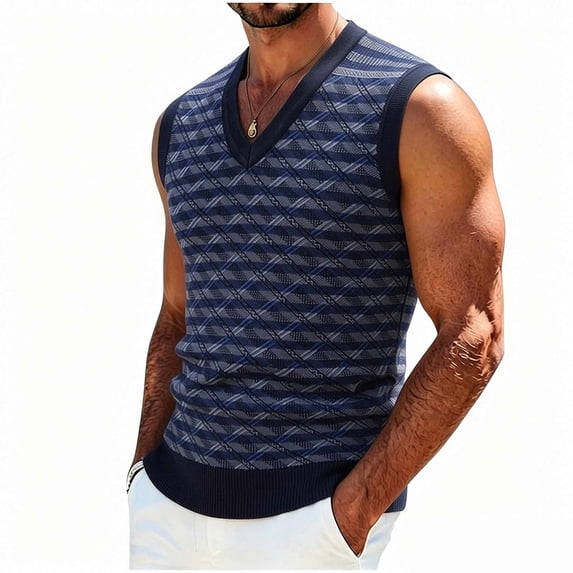 Bixock Men's Sweater Vests Sleeveless Knit Vests V Neck Pullover Solid Color Light Daily Inner Layer Casual Wear Men Clothings