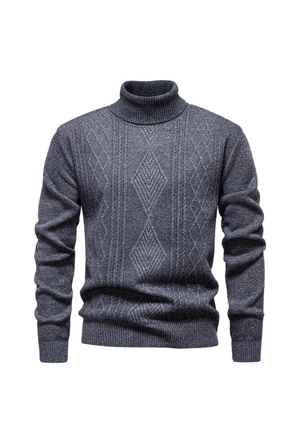 Mens Hooded Sweatshirt Long Sleeve Sweaters Knit Sweater Turtleneck Pullover High Stretch Solid Color Thick Warm Cold Weather Daily Inner Base Layer Men Clothings