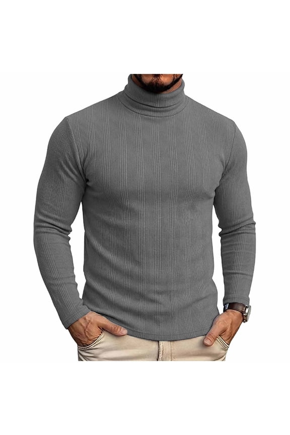 Mens Hooded Sweatshirt Long Sleeve Sweaters Knit Sweater Turtleneck Pullover Warm Solid Color Thick Base Layer Cold Weather Daily Inner Wear Men Clothings