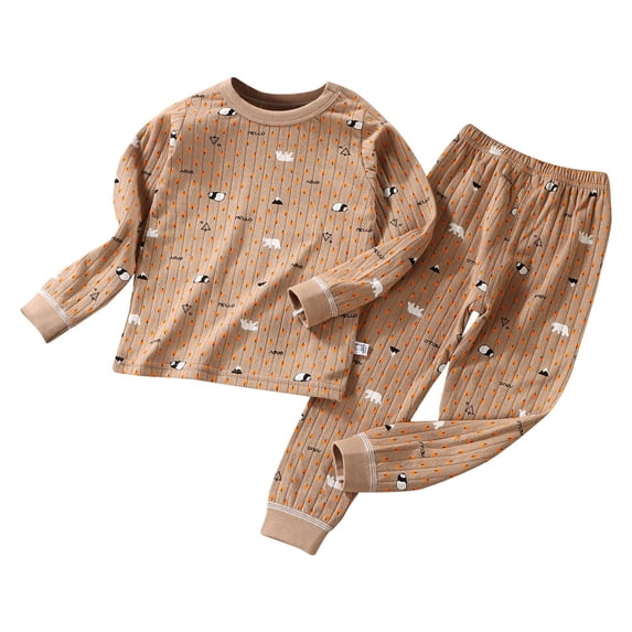Bixock Onefit Sets for Kids Long Sleeve Simple Print Top and Pants Two Piece Loungewear for Children Onefit Sets
