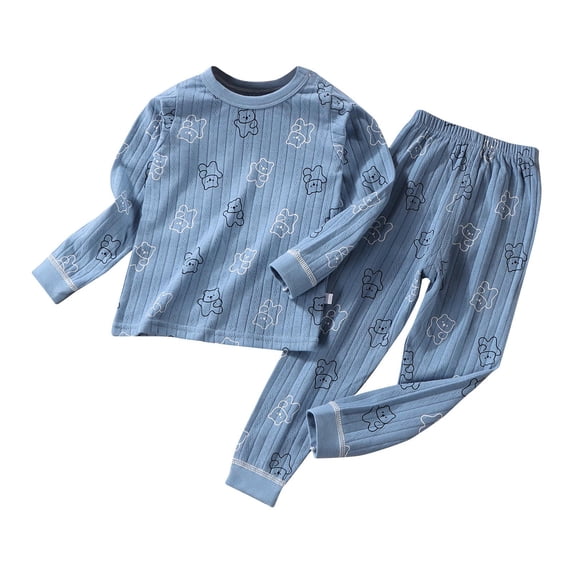 Bixock Onefit Sets for Kids Long Sleeve Simple Print Top and Pants Two Piece Loungewear for Children Onefit Sets