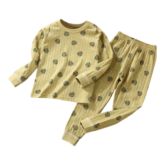 Bixock Onefit Sets for Kids Long Sleeve Simple Print Top and Pants Two Piece Loungewear for Children Onefit Sets