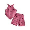 thumbnail image 1 of Bixock Onefit Sets for Kids Toddler Girls Sleeveless Round Neck Print Vest Top and Shorts Two Piece Onefit Sets, 1 of 4