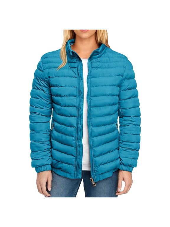 Packable Puffer Jackets for Women Zip Up Stand Collar Light Down Jacket Casual Coats Warm Windproof with Pockets Fall Winter Outerwear