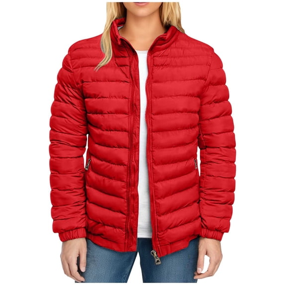 Bixock Packable Puffer Jackets for Women Zip Up Stand Collar Light Down Jacket Casual Coats Warm Windproof with Pockets Fall Winter Outerwear