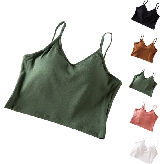 Bixock Pajamas Tank Tops for Women Sleeveless Crop Length Adjustable Strap Cotton Camisole with Built In Bra Layering Soft Elastic Casual Loungewear Sleepwear