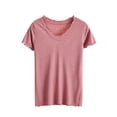 thumbnail image 1 of Bixock Pajamas Tops for Women Sleep Top Short Sleeve V Neck Slim Stretch Light Daily Indoor Loungewear Blouse Women Clothings, 1 of 4