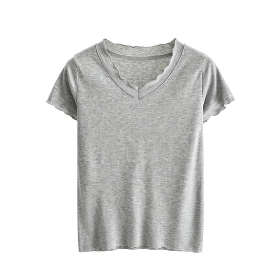 Bixock Pajamas Tops for Women Sleep Top Short Sleeve V Neck Slim Stretch Light Daily Indoor Loungewear Blouse Women Clothings