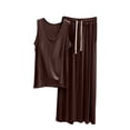 thumbnail image 1 of Bixock Pajamas Two Piece Set for Women,Women Plus Szie Pajamas,Pajamas for Women Fashion Solid Color Modal Wide Crew Neck Camisole Drawstring Pocket High Waist Maxi Skirt Casual Sleepwear Pajamas Set, 1 of 3
