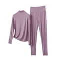 thumbnail image 1 of Bixock Pajamas Two Piece Set for Women,Women Plus Szie Pajamas,Pajamas for Women Modal Solid Color Turtleneck Long Sleeve Long Pants Soft Breathable Spring Fall Pajamas Set, 1 of 5
