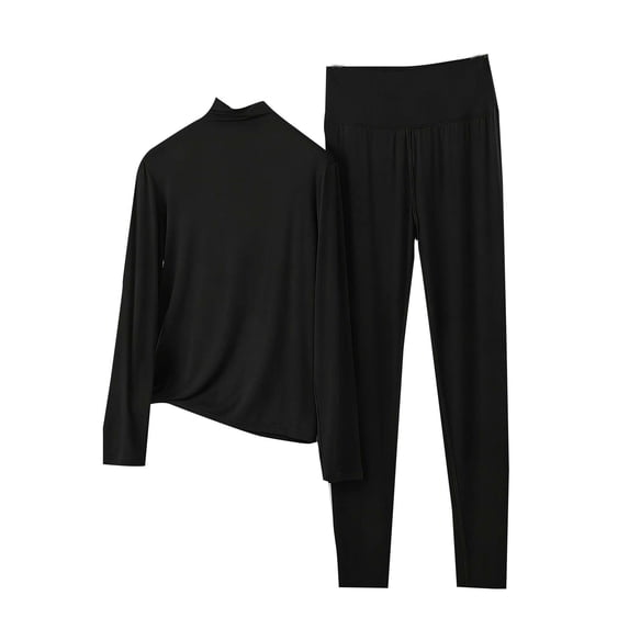 Bixock Pajamas Two Piece Set for Women,Women Plus Szie Pajamas,Pajamas for Women Modal Solid Color Turtleneck Long Sleeve Long Pants Soft Breathable Spring Fall Pajamas Set