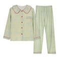 thumbnail image 1 of Bixock Women Pajama Sets Print Turn Down Collar Button Pjs Long Sleeve Cardigan Top Long Pants Loose Loungewear Sleepwear Outfit, 1 of 3