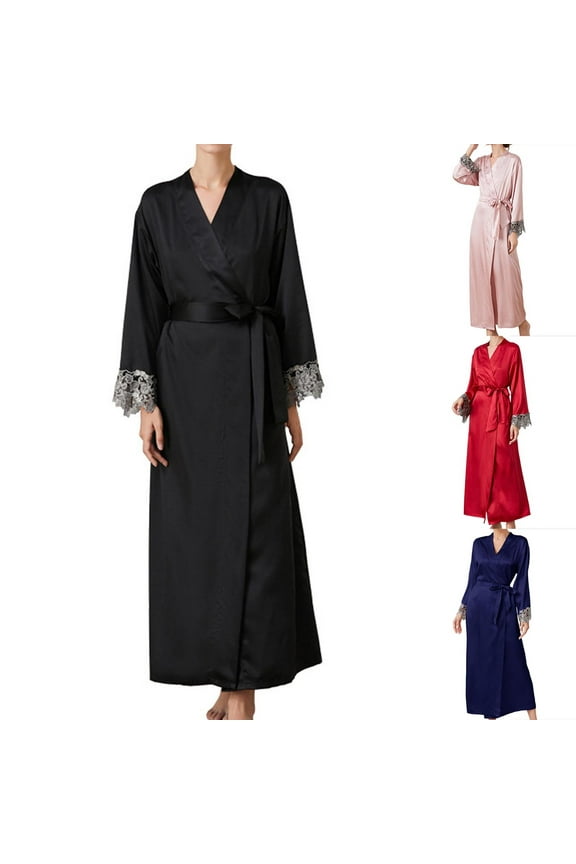 Pajamas for Women,Bride Morning of Robe,Silk Robes for Women Print Long Sleeve Satin Robe Classic Lightweight Comfortable Bathrobe for Daily Wear Sleepwear