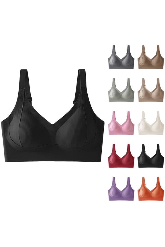 Plus Size Bras for Women Wireless Solid Color Back Hook Closure Beautiful Back Enhanced Support Breathable Daily Wear Bra