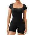 thumbnail image 1 of Bixock Summer Pants for Women Yoga Pants Solid Color Yoga Romper Neck Short Sleeve One Piece Slim Sports Fitness Jumpsuit Vacation Clothes, 1 of 5