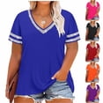 thumbnail image 1 of Bixock Plus Size Tops for Women,Casual Tops for Women,Blouse for Women Plus Size Color V Neck Short Sleeve Basic Loose Casual Tops, 1 of 5