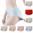 thumbnail image 1 of Bixock Plus Size Underwear for Women,Women's Seamless Underwear,Mid Waist Silk Elastic Solid Color Breathable Soft Ladies Underwear Briefs, 1 of 3