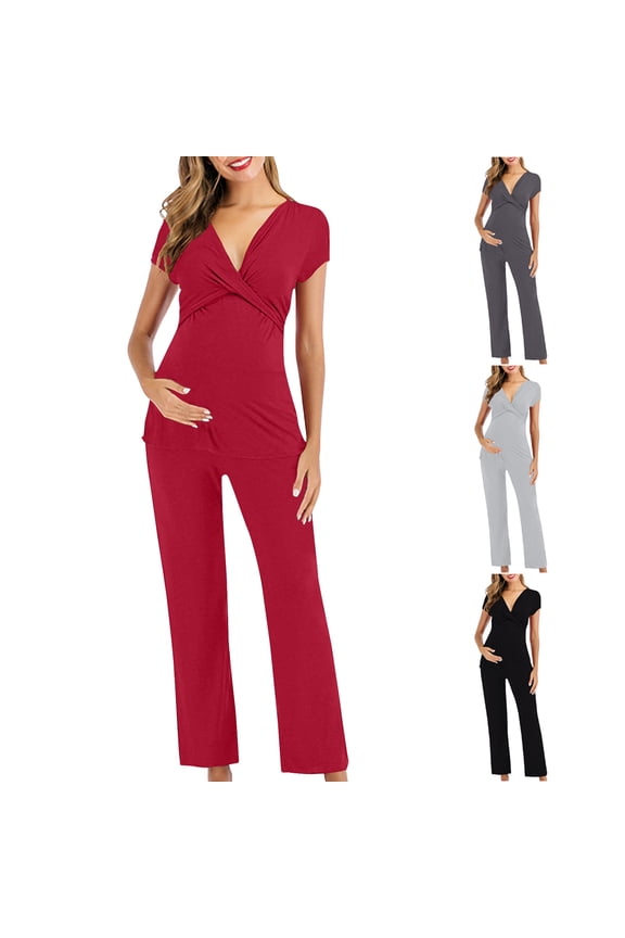 Postpartum Maternity Homewear Outfits,Women Casual Loungewear Set,Maternity Pajama Set Postpartum Nursing Pregnant Loungewear Sleepwear Set