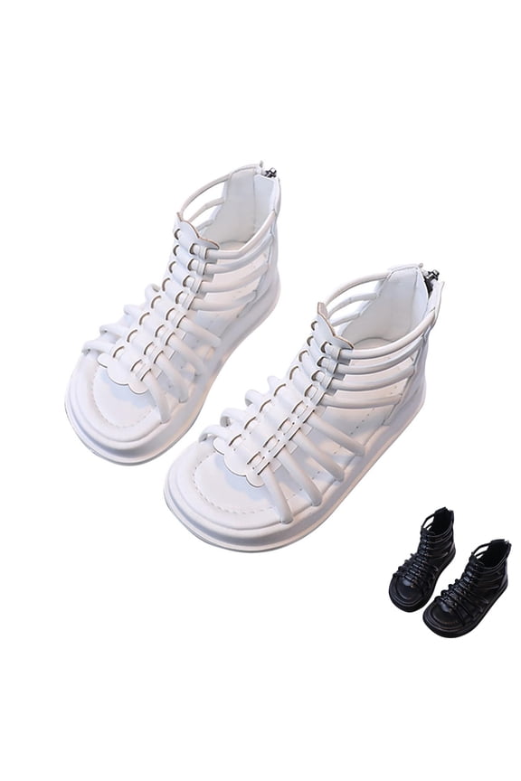 Sandals for Boys Girls,Summer Casual Toddler Shoes,Kids Shoes Girls Solid Color Mid Top Soft Sole Sandals with Zipper Non Slip Summer Shoes for Kids