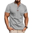 thumbnail image 1 of Bixock Shirts for Men,Men's Casual Shirts Short Sleeve Lapel Solid Color Half Button Down Chest Pocket Fashion Daily Leisure Wear Shirts, 1 of 5