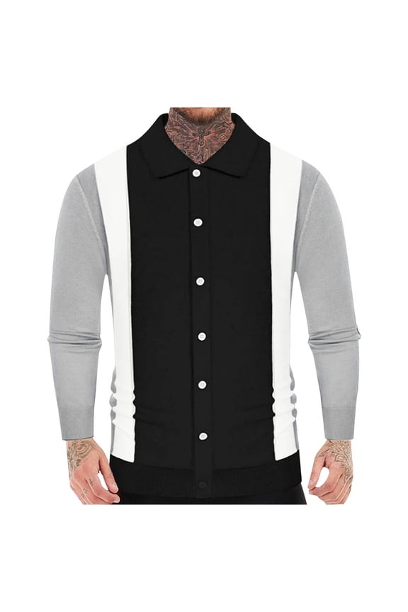 Shirts for Men,Men's Knit Shirts Long Sleeve Crew Neck Solid Color Warm Loose Outdoor Casual Lapel Short Sleeve Option Shirts
