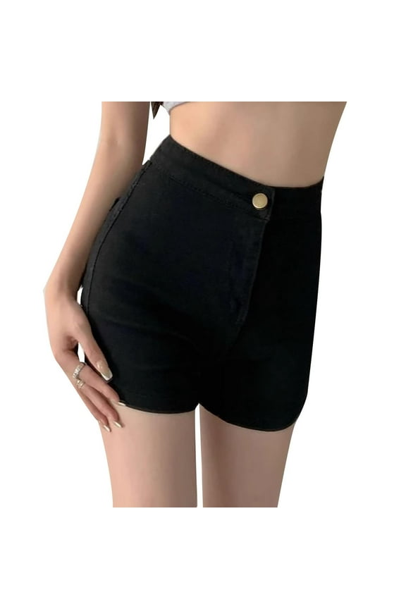 Shorts for Women,Wide Leg Pants for Women,Pants for Women Solid Color Straight Leg Stretchy Denim Shorts Dance Hip Wrap Slim Leg Shorts Ladies Shorts Clothes