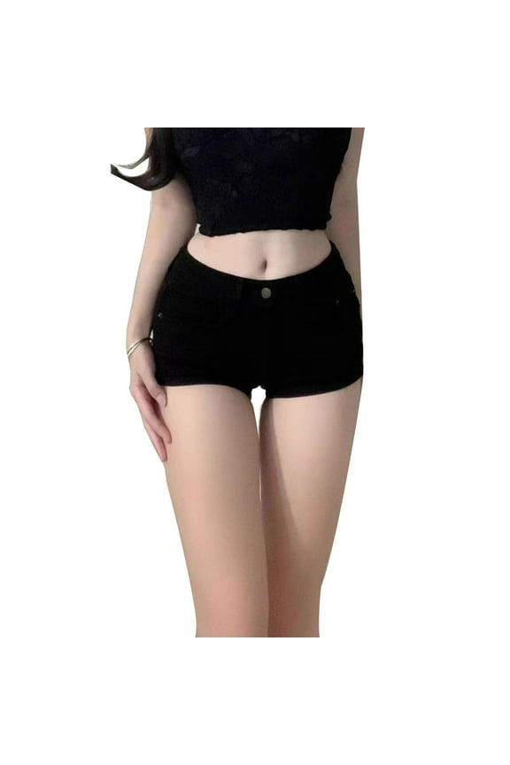 Shorts for Women,Wide Leg Pants for Women,Pants for Women Solid Color Straight Leg Stretchy Denim Shorts Dance Hip Wrap Slim Leg Shorts Ladies Shorts Clothes
