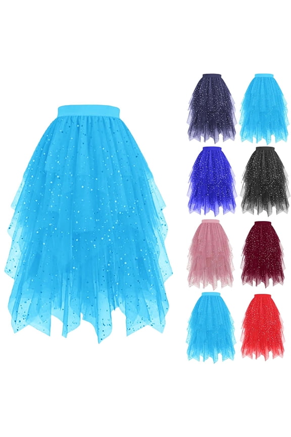 Skirts for Women Midi Long Fairy Skirt Tutu A-Line Mesh Layered High Elastic Waist Easter Skirts Beach Vacation Workout Skirt