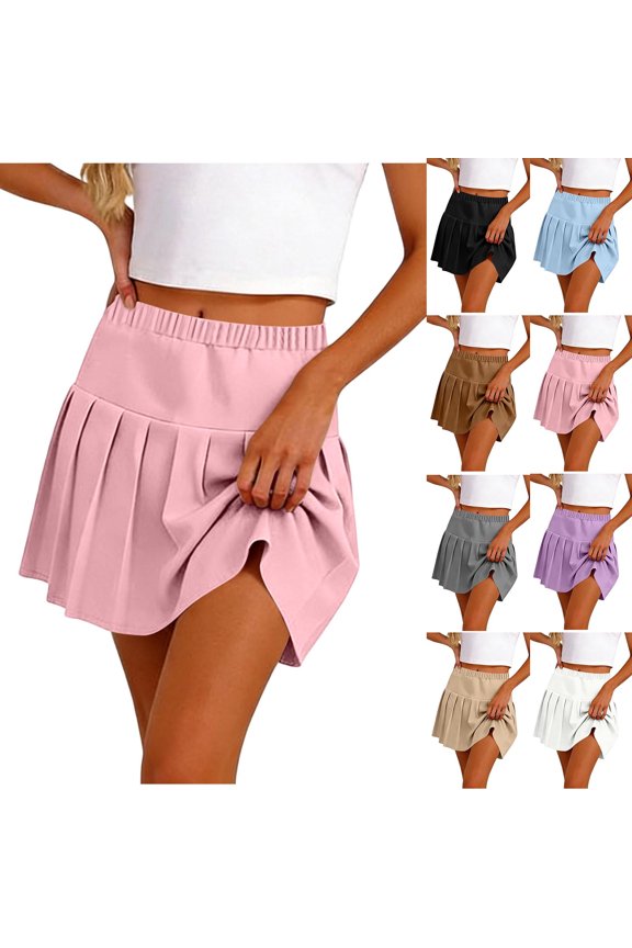 Skorts Skirts for Women,Mini Skirts for WomenFaux Leather Skirt High Waist Asymmetrical Wrap A-Line Mini Dresses