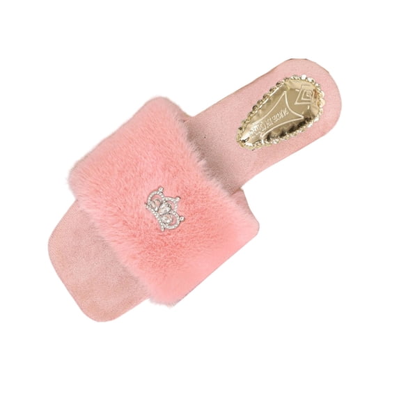 Bixock Slippers for Womens Indoor House Cotton Shoes Rhinestone Hardware Open Toe Slide Fleece Lined For Fall Winter Women Shoes