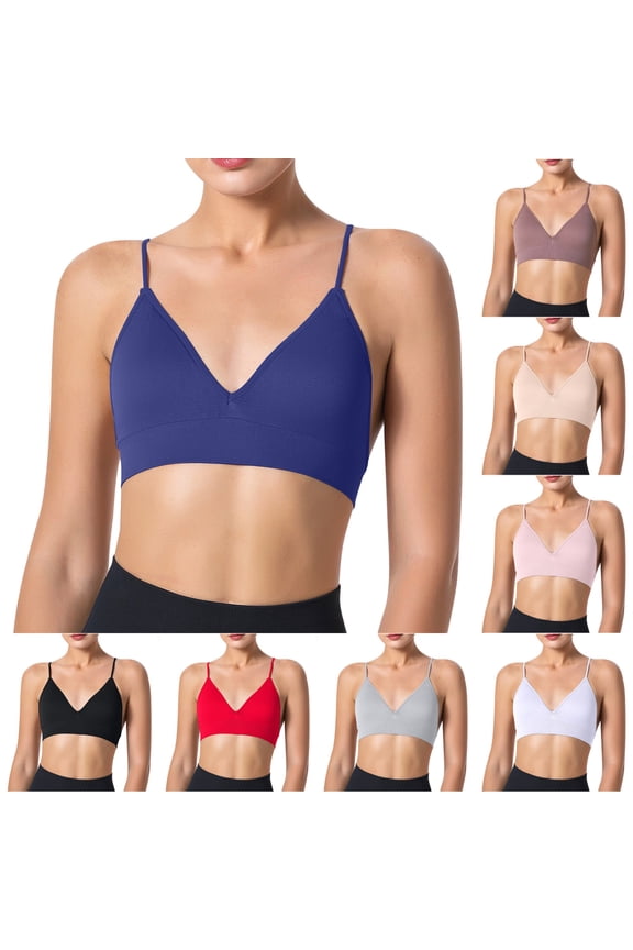 Sport Bra for Women High Support Thin Strap Yoga Bras Quickly Dry Shock Absorption Wirefree Fitness Workout Bras