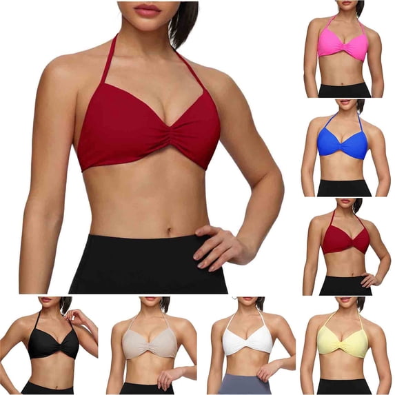 Bixock Sports Bras for Women Solid Color Neck Style Fast Drying Breathable Fabric Removable Padding Adjustable Straps Support for Fitness Exercise Bra