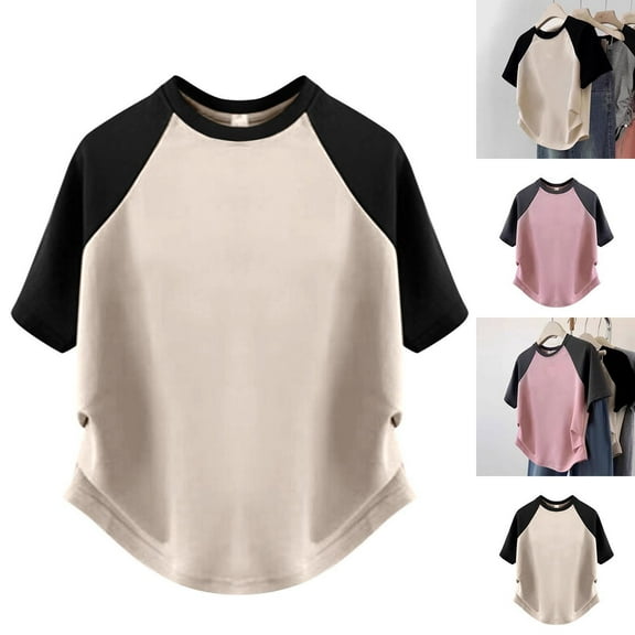 Bixock Summer Casual Tops for Toddler,Short Sleeve Shirt for Boys and Girls,Shirts for Kids Girls Short Sleeve Crew Neck Lace Trim Casual Summer Comfortable Tops