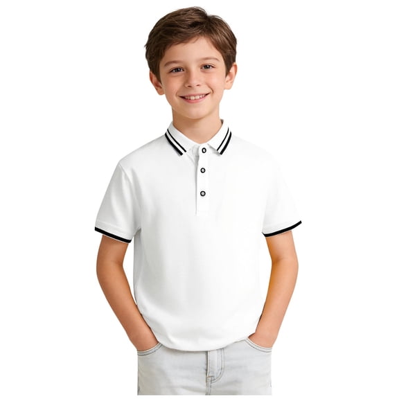Bixock Summer Casual Tops for Toddler,Short Sleeve Shirt for Boys and Girls,Shirts for Kids Short Sleeve Collar Stripe Button Front Casual Lightweight Breathable Tops
