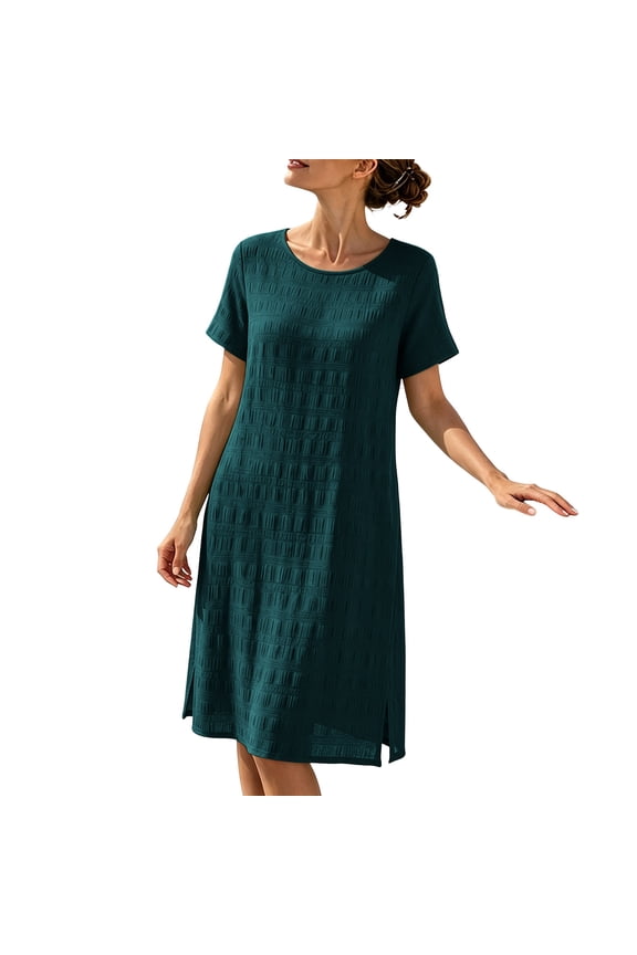 Summer Dress for Women Maternity Midi Dress Crew Neck Short Sleeve A Line Sundress Loose Long Dress Baby Shower Pregnancy Dresses for Photoshoot Vacation Maternity Clothings