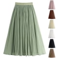 thumbnail image 1 of Bixock Summer Long Skirts for Women Pleated Flowy Maxi Dress High Waisted A Line Casual Long Dress Loose Beach Vacation Tiered Skirts, 1 of 5