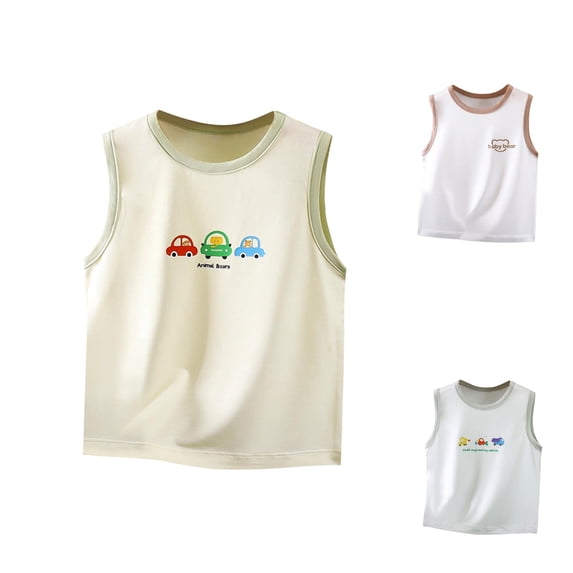 Bixock Toddler Boys Girls Tank Tops Kids Crew Neck Graphic Tee Sleeveless Shirts Loungewear Tops for Boys Summer Clothes 1-7 Years