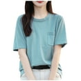 thumbnail image 1 of Bixock Summer Tops for Women,Short Sleeve Shirts for Women,Blouse for Women Solid Color V Neck High Low Hem Loose Casual Lightweight Breathable Tops, 1 of 3