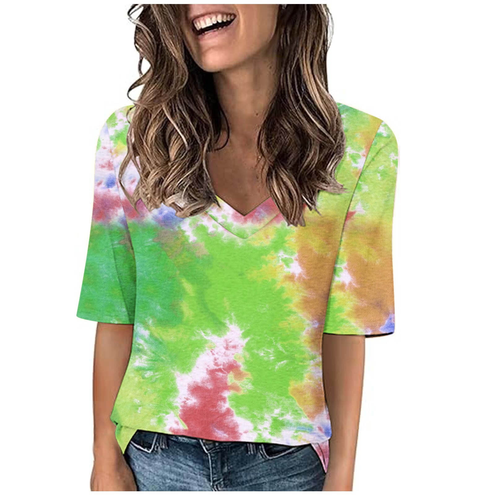Bixock Summer Women's Tops Casual Shirts V Neck Short Sleeve T Shirt ...