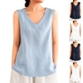 thumbnail image 1 of Bixock Womens Tank Tops Sleeveless Blouse Linen Cotton Top V Neck Loose Breathable Casual Shirt Daily Top Beach Vacation Summer Clothes, 1 of 6