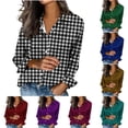 thumbnail image 1 of Bixock Summer Women's Tops Long Sleeve Shirts for Women Plaid Print Satin Button Down Shirts for Women Collar Casual Dressy Blouse Tops, 1 of 6