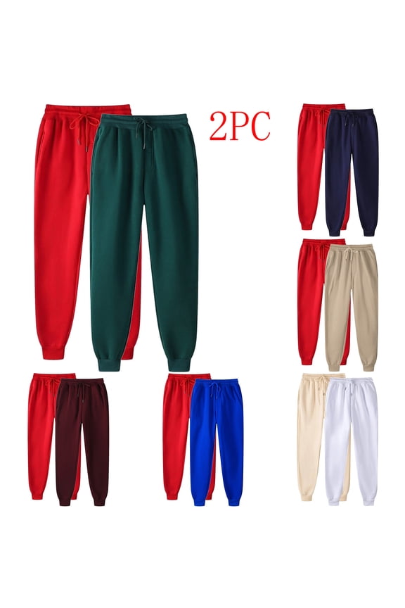 Sweatpants for Women,Joggers for Women,Pants for Women 2PC Men Women Solid Color Casual Sweatpants Plus Size Loose Loungewear Sports Outdoor Cuffed Long Pants Clothes