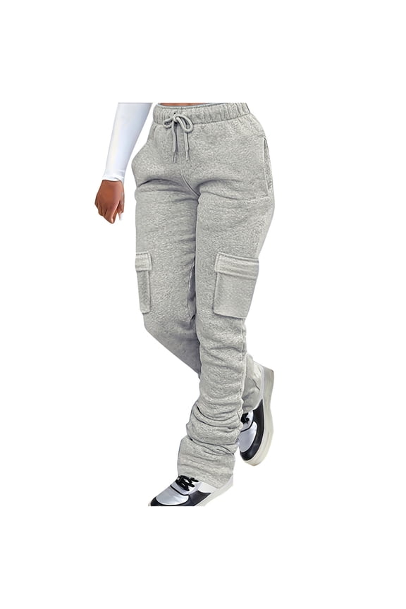 Sweatpants for Women,Joggers for Women,Pants for Women Solid Color Pocket Cuffed High Waist Sports Sweatpants Long Pants Soft Comfortable for Daily Wear Pants Clothes