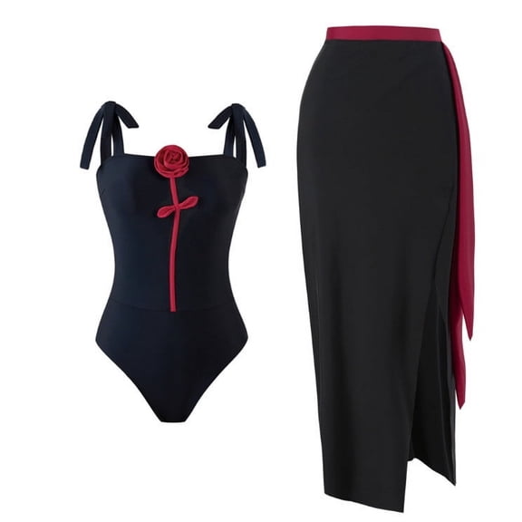Bixock Swimsuit for Women,Bikinis Sets for Women,Women's Swimsuit Daily Wear Solid Color Conservative One-pieces with Beach Dress 2 Piece Swimsuit Set