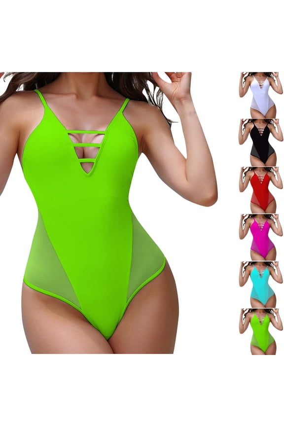 Swimsuit for Women，One-pieces Swimsuit for Women,Women's Swimsuit Solid Color One-pieces with Padded Bra No Underwire Color Backless Strappy Swimwear