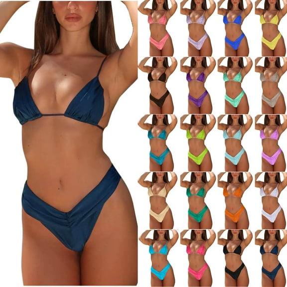 Bixock Swimsuit for Women,Bikinis Sets for Women,Women's Swimsuit Solid Color Ruched Ties Swimsuit and Shorts Fashion Bikini 2 Piece Set