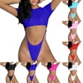 thumbnail image 1 of Bixock Swimsuit for Women，One-pieces Swimsuit for Women,Women's Swimsuit Solid Color One-pieces Swimsuit with Beautiful Back and Thong Bottom Bikini, 1 of 4