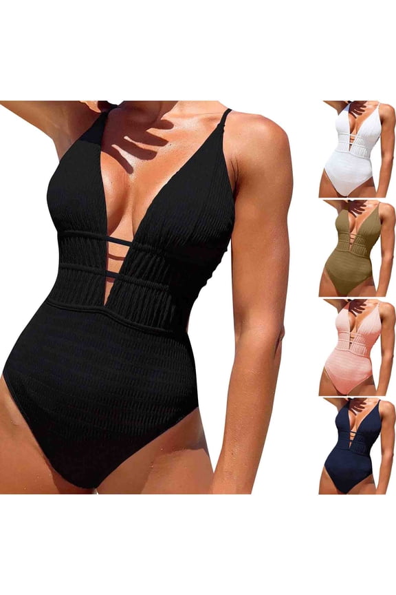Swimsuit for Women，One-pieces Swimsuit for Women,Women's Swimsuit Solid Color with Padded Bra Backless Strappy One-pieces Swimsuit