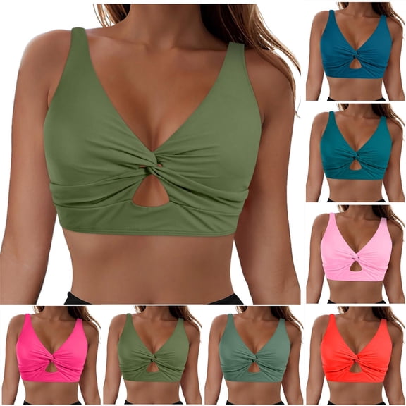 Bixock Swimsuit for Women,Swimsuit for Women,Women's Swimsuit Bikini V Neck Strap Solid Color Bandeau Top